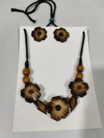 Bamboo Flower Jewellery Set – Tribal Style Necklace with Earrings - Image 4
