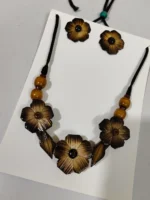 Bamboo Flower Jewellery Set – Tribal Style Necklace with Earrings - Image 2