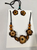 Bamboo Flower Jewellery Set – Tribal Style Necklace with Earrings