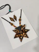 Bamboo Jewellery Set – Tribal Style Necklace & Earrings - Image 2