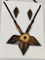 Bamboo Jewellery Set – Three leaf design and flowers