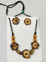 Bamboo Flower Jewellery Set – Tribal Style Necklace with Earrings