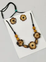 Bamboo Flower Jewellery Set – Tribal Style Necklace with Earrings - Image 3