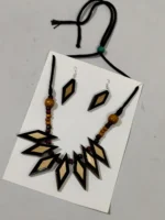 Bamboo Handmade Jewellery Set – Tribal Style Necklace & Earrings - Image 5