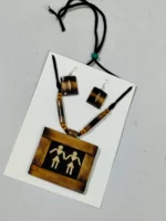 Bamboo Handcrafted Jewellery Set – Necklace & Earrings with Tribal Motif - Image 3