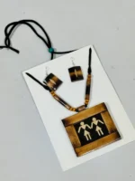 Bamboo Handcrafted Jewellery Set – Necklace & Earrings with Tribal Motif - Image 2