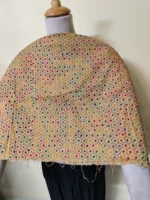 Cotton Kantha Stitch All-Over Blouse Material – Sand Beige - Image 2