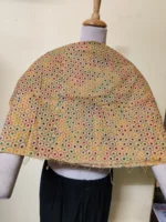 Cotton Kantha Stitch All-Over Blouse Material – Sand Beige - Image 4