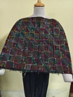 Cotton kantha stitch all over blouse piece (Black multi colour)