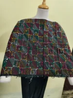 Cotton kantha stitch all over blouse piece (Black multi colour) - Image 3