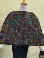 Cotton kantha stitch all over blouse piece (Black multi colour) - Image 4