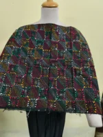 Cotton kantha stitch all over blouse piece (Black multi colour) - Image 5