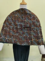 Cotton kantha stitch all over blouse piece (Black multi colour)