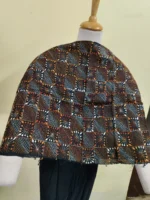 Cotton kantha stitch all over blouse piece (Black multi colour) - Image 4