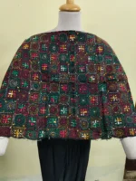 Cotton kantha stitch all over blouse Material (Black Multi colour)