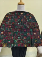 Cotton kantha stitch all over blouse Material (Black Multi colour) - Image 2