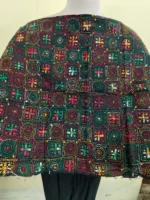 Cotton kantha stitch all over blouse Material (Black Multi colour) - Image 3