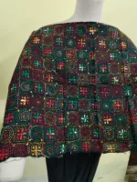 Cotton kantha stitch all over blouse Material (Black Multi colour) - Image 4