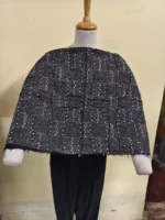 Cotton Kantha Stitch All-Over Blouse Material – Black Chevron & Four-Petal