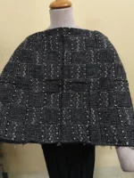 Cotton Kantha Stitch All-Over Blouse Material – Black Chevron & Four-Petal - Image 3