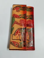 Handcrafted Leather Wallet – Traditional Art Design for Women - Image 3