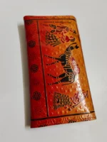 Handcrafted Leather Wallet – Traditional Camel & Folk Art Design - Image 2
