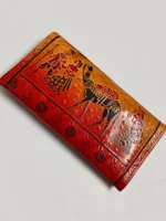 Handcrafted Leather Wallet – Traditional Camel & Folk Art Design