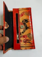 Handcrafted Leather Wallet – Traditional Camel & Folk Art Design - Image 3