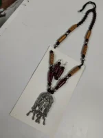 Oxidised Radha Krishna Pendant Necklace Set with Earrings - Image 2