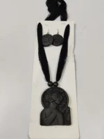 Handcrafted Black Terracotta Jewellery Set with Earrings - Image 2