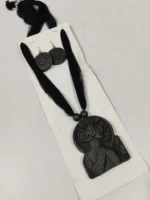 Handcrafted Black Terracotta Jewellery Set with Earrings - Image 4
