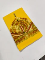 Handmade Yellow Cotton Kantha Stitch Blouse Piece - Image 3