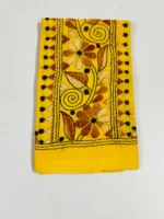 Handmade Yellow Cotton Kantha Stitch Blouse Piece - Image 4