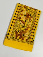Handmade Yellow Cotton Kantha Stitch Blouse Piece - Image 2