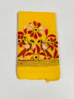 Handmade Yellow Cotton Kantha Stitch Blouse Material - Image 4