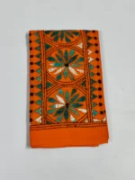Kantha Stitch Cotton Blouse Piece Material (Orange) - Image 4