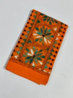 Kantha Stitch Cotton Blouse Piece Material (Orange) - Image 2
