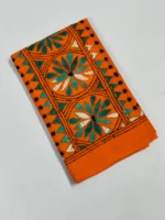 Kantha Stitch Cotton Blouse Piece Material (Orange) - Image 3