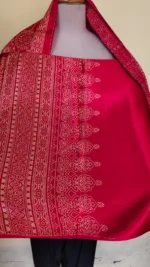 Ajrakh Handblock Mashru Modal Silk Stole – Pink Lotus & Mandala Motif - Image 2