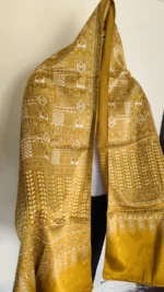Ajrakh Modal Silk Stole Dupatta Hand block (yellow Sonali colour) - Image 2