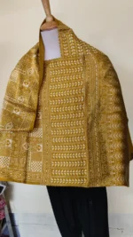 Ajrakh Modal Silk Stole Dupatta Hand block (yellow Sonali colour) - Image 5