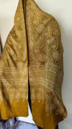 Ajrakh Modal Silk Stole Hand block (yellow Sonali colour) - Image 3