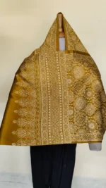 Ajrakh Modal Silk Stole Hand block (yellow Sonali colour) - Image 4