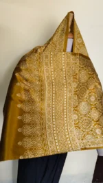Ajrakh Modal Silk Stole Hand block (yellow Sonali colour) - Image 6
