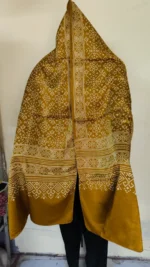 Ajrakh Modal Silk Stole Hand block For Women (yellow Sonali colour) - Image 3
