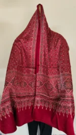 Ajrakh Hand block Printed Mashru Modal Silk Stole – Red Maroon