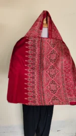 Ajrakh Hand block Printed Mashru Modal Silk Stole – Red Maroon - Image 5