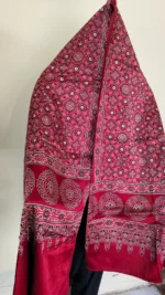 Ajrakh Modal Silk Stole Dupatta Hand block (Maroon) - Image 2