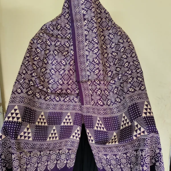 Purple Ajrakh Modal Silk Stole