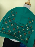 Sea Green Cotton Kantha Stitch Blouse Material - Image 2